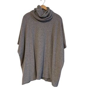 Garnet Hill 100% Cashmere Pointelle Sweater Cape Size Small Turtleneck Poncho